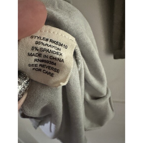 ULTRA FLIRT Long Gray Boho Top Long Sleeve Stretch Cage Neck Rayon Blend Size S - Picture 4 of 4